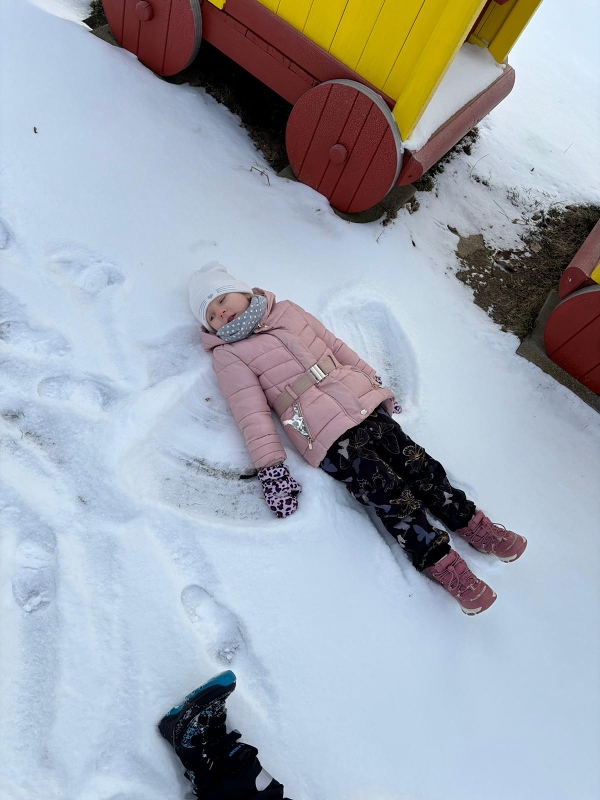 Kočičky dělají andělíčky ve sněhu