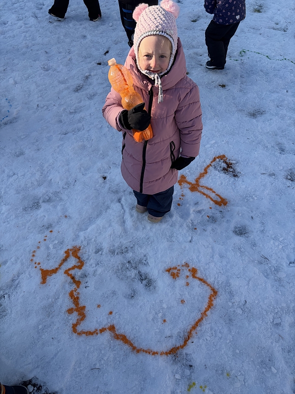 Kočičky malují do sněhu