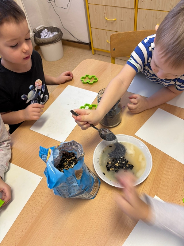 Kočičky a téma Ptáčci v zimě